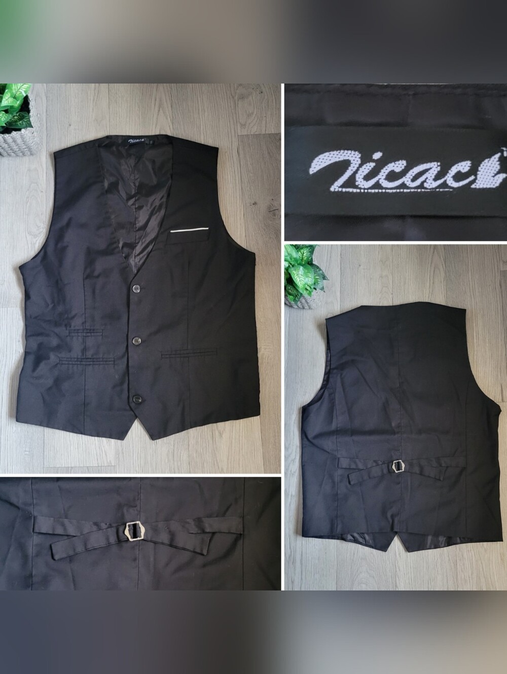 Zicac Black & White Tailored Waistcoat Vest, Men's Medium (40R)